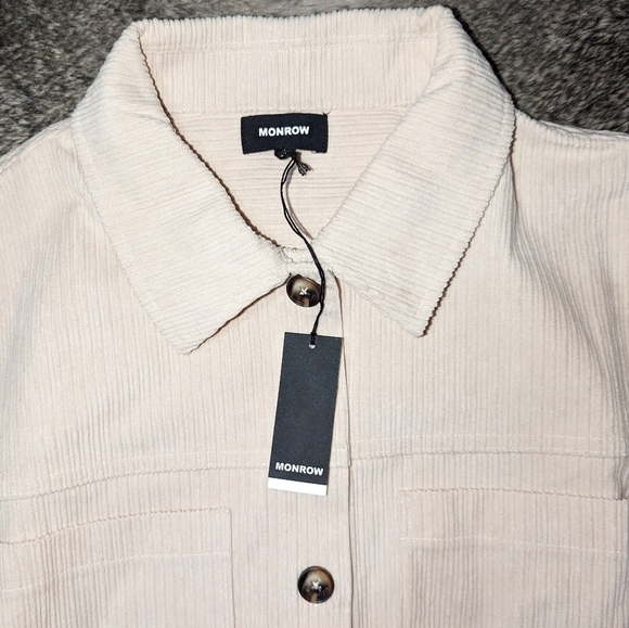 Monrow Corduroy Oversized Shacket Taupe Women's Medium NWT HJ0212-2 - Picture 10 of 16